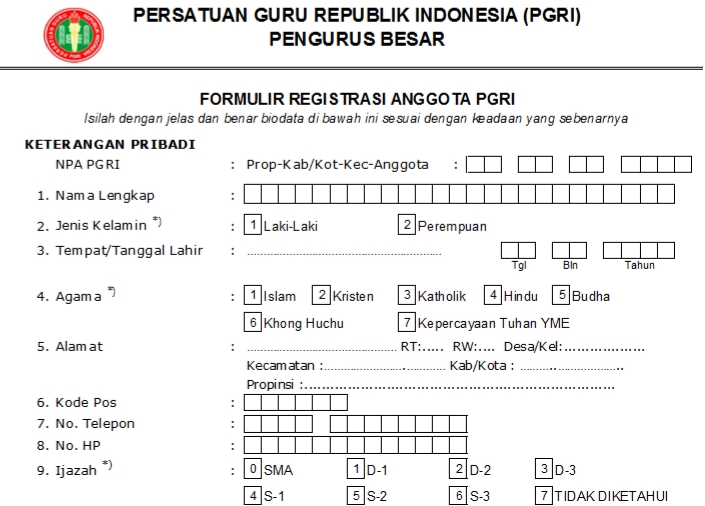 Pendaftaran PGRI Sukajadi - Persatuan Guru Republik Indonesia Cabang Sukajadi